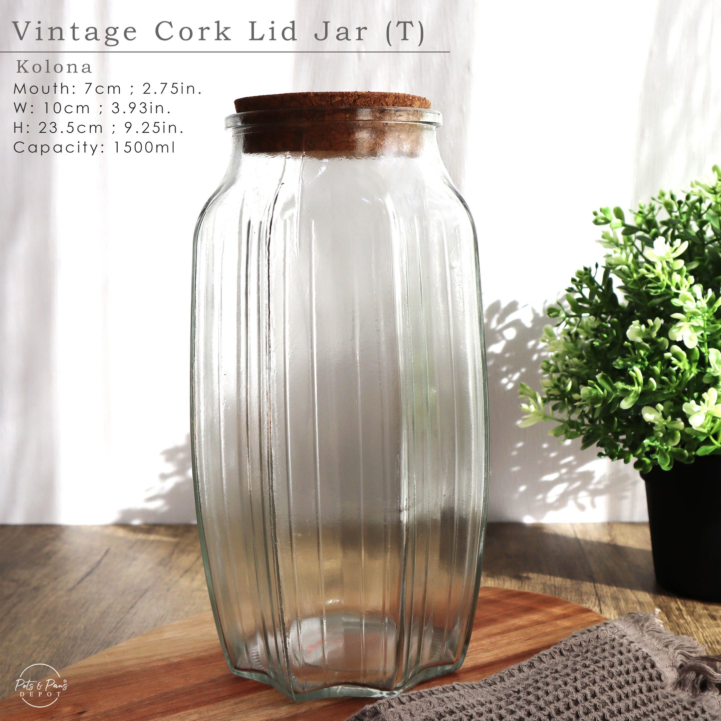 Vintage Style Cork Jar (L)