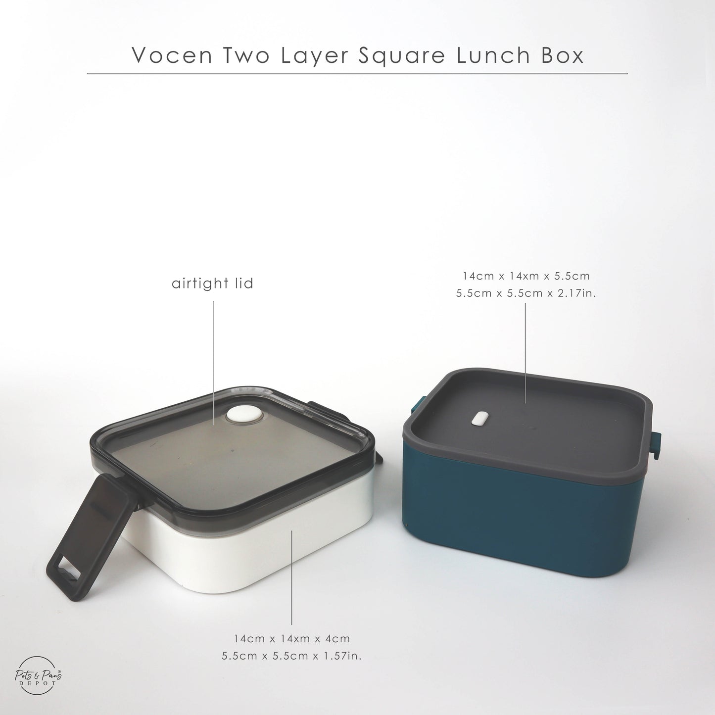 Vocen Two-Layer Square Bento Lunch Box